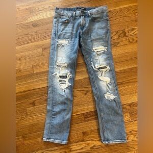 Express Denim Blue Ripped Skinny Jeans